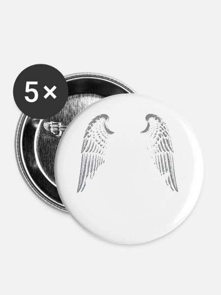 Geflügeltes Gothic-Mädchen - Buttons groß 56 mm (5er Pack) - Weiß