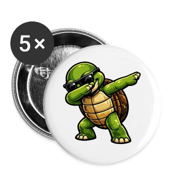 Dabbing Schildkröte - Buttons groß 56 mm (5er Pack) - Weiß - Vorne
