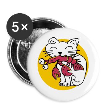 CancerCat - Buttons groß 56 mm (5er Pack) - Weiß - Vorne