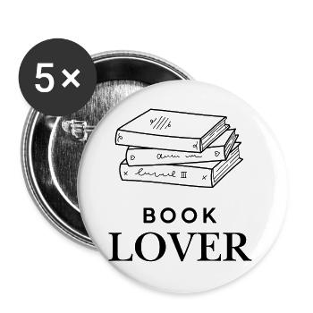 Book Lover - Buttons groß 56 mm (5er Pack) - Weiß - Vorne