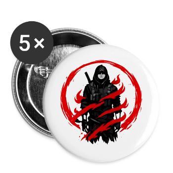 Schattenkämpfer im roten Kreis - Buttons groß 56 mm (5er Pack) - Weiß - Vorne