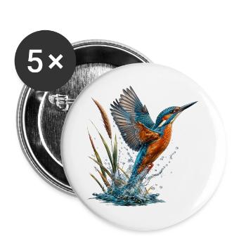 Smaragd-Eisvögel, der rauscht - Buttons groß 56 mm (5er Pack) - Weiß - Vorne