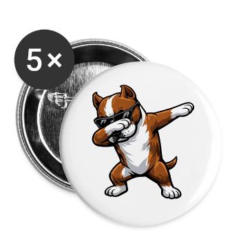 Dabbing American Staffordshire Terrier - Buttons groß 56 mm (5er Pack) - Weiß - Vorne