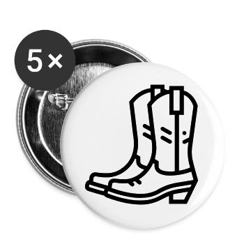 bottes de cowboy - Lot de 5 grands badges (56 mm) - blanc - Devant