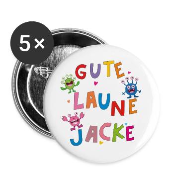 GUTE LAUNE MONSTER  - Buttons groß 56 mm (5er Pack) - Weiß - Vorne