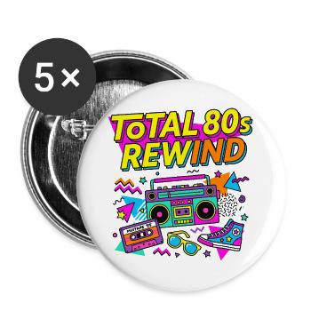 Total 80s Rewind - Buttons groß 56 mm (5er Pack) - Weiß - Vorne