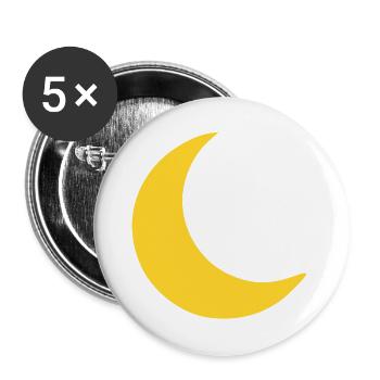 Mond Sichel Gelb - Buttons groß 56 mm (5er Pack) - Weiß - Vorne