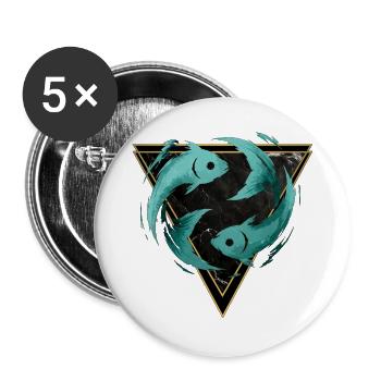 Fische-Wasserzeichen – Tierkreis von Kék-Ina - Buttons groß 56 mm (5er Pack) - Weiß - Vorne