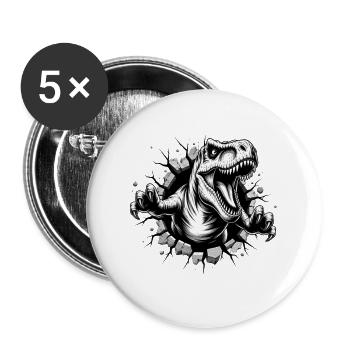 Tyrant Rex Durchbruch - Buttons groß 56 mm (5er Pack) - Weiß - Vorne