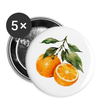 Orangen Aquarell Obstzweig - Buttons groß 56 mm (5er Pack) - Weiß - Vorne