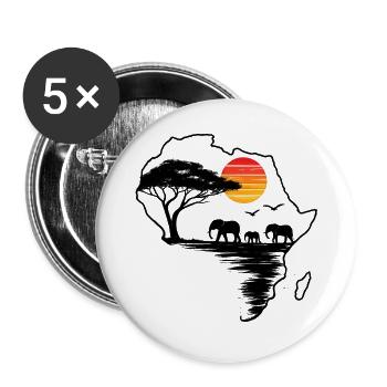 Sunset Savannah Africa Silhouette - Buttons groß 56 mm (5er Pack) - Weiß - Vorne