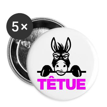 Hartnäckig - Buttons groß 56 mm (5er Pack) - Weiß - Vorne