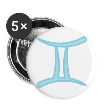 Zwillinge Sternzeichen Pastel Blau - Buttons groß 56 mm (5er Pack) - Weiß - Vorne