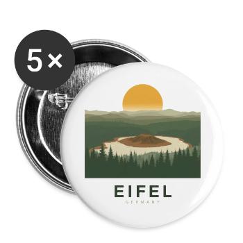 Eifel Volcano | Vintage Nature Poster - Buttons groß 56 mm (5er Pack) - Weiß - Vorne