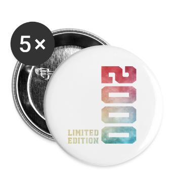 26. Geburtstag Limited Edition 2000 Jahrgang 2000 - Buttons groß 56 mm (5er Pack) - Weiß - Vorne