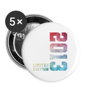 13. Geburtstag Limited Edition 2013 Jahrgang 2013 - Buttons groß 56 mm (5er Pack) - Weiß - Vorne