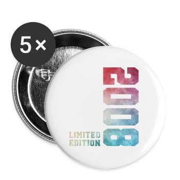 18. Geburtstag Limited Edition 2008 Jahrgang 2008 - Buttons groß 56 mm (5er Pack) - Weiß - Vorne