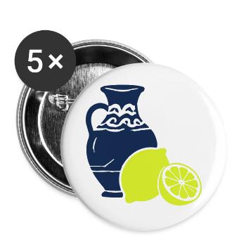 Zitrusvase Kontrast-Print - Buttons groß 56 mm (5er Pack) - Weiß - Vorne