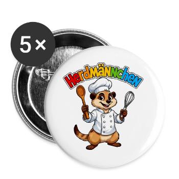 Koch Erdmännchen - Buttons groß 56 mm (5er Pack) - Weiß - Vorne
