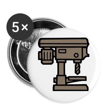 Standbohrmaschine Werkzeug Icon - Buttons groß 56 mm (5er Pack) - Weiß - Vorne