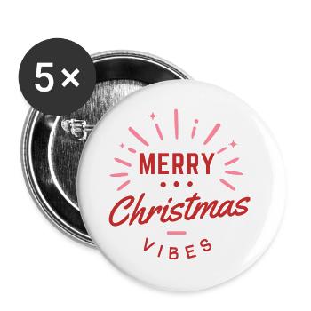 Merry Christmas Vibes Weihnachts Geschenk - Buttons groß 56 mm (5er Pack) - Weiß - Vorne