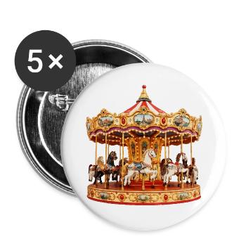 Prächtiges Karussell auf dem Jahrmarkt - Buttons groß 56 mm (5er Pack) - Weiß - Vorne