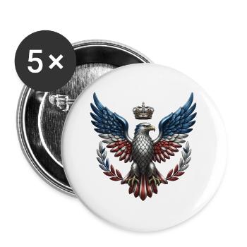 Royal US Eagle – Armoiries de la Liberté et de la Couronne - Lot de 5 grands badges (56 mm) - blanc - Devant