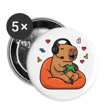 Life is Better with Capybaras - Cute Rodent - Buttons large 2.2''/56 mm (5-pack) - white - Front