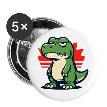 Chillig Dinosaur Mood Grumpy - Lot de 5 grands badges (56 mm) - blanc - Devant