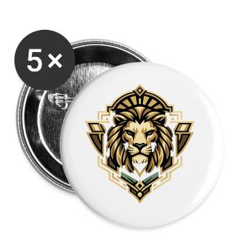 Lion portrait in art deco style - Buttons large 2.2''/56 mm (5-pack) - white - Front