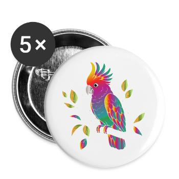 Rainbow Cockatoo Cartoon Design - Buttons large 2.2''/56 mm (5-pack) - white - Front