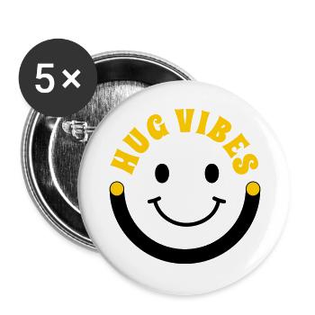 Minimalist Hug Vibes – Typography with Smile Curve - Buttons large 2.2''/56 mm (5-pack) - white - Front