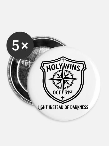 Holywins - Buttons groß 56 mm (5er Pack) - Weiß