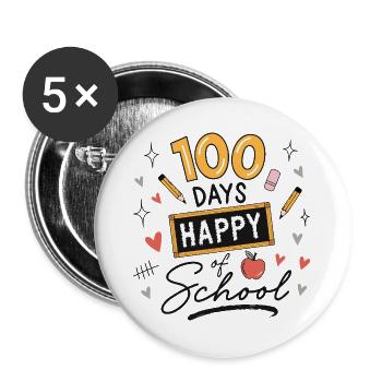 100 Days School Teacher Student - Buttons large 2.2''/56 mm (5-pack) - white - Front
