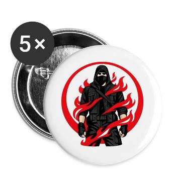 Flames Ninja Circle - Buttons large 2.2''/56 mm (5-pack) - white - Front