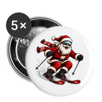 Santa snowboard christmas - Buttons large 2.2''/56 mm (5-pack) - white - Front