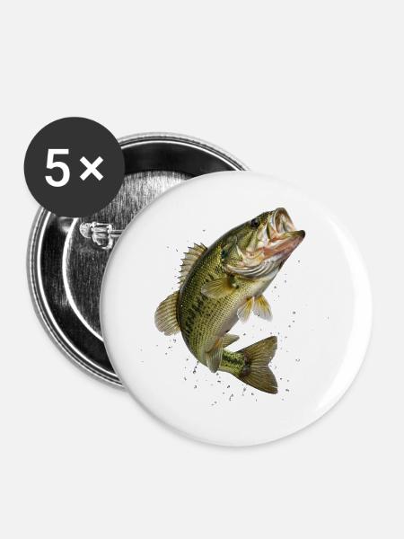 Bass im dynamischen Sprung - Buttons groß 56 mm (5er Pack) - Weiß