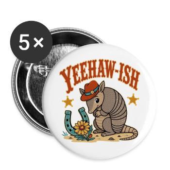 Yeehaw Ish Cowboy Armadillo - Buttons large 2.2''/56 mm (5-pack) - white - Front