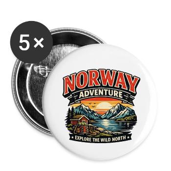 Norway Adventure: Wild North Sunset - Buttons large 2.2''/56 mm (5-pack) - white - Front