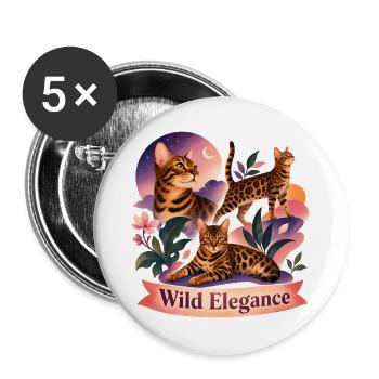 Aesthetic Bengal Cat Folk Art - Buttons large 2.2''/56 mm (5-pack) - white - Front