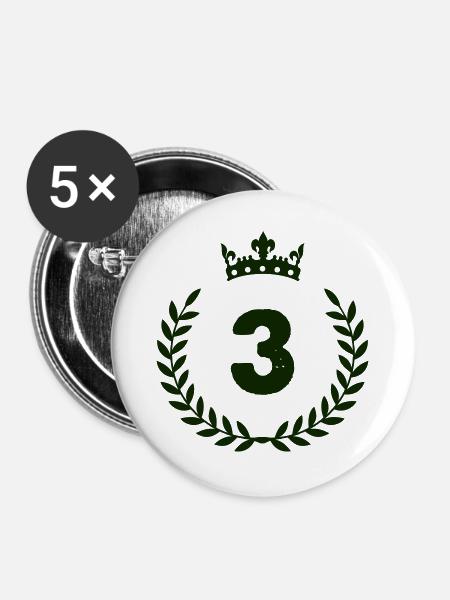 Drei Krone Siegeremblem - Buttons groß 56 mm (5er Pack) - Weiß