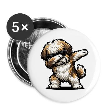 Dabbing Lhasa Apso - Buttons large 2.2''/56 mm (5-pack) - white - Front