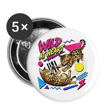 90s Memphis Style Bengal Cats - Buttons large 2.2''/56 mm (5-pack) - white - Front