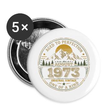 1973 August Birthday Gift Vintage 1973 - Buttons large 2.2''/56 mm (5-pack) - white - Front