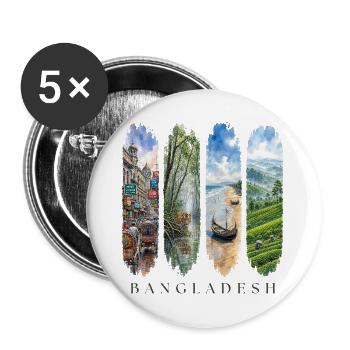 Bangladesch Travel – Kultur & Natur Motiv - Buttons groß 56 mm (5er Pack) - Weiß - Vorne
