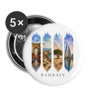Bahrain Urlaub Travel – Orient & Moderne Motiv - Buttons groß 56 mm (5er Pack) - Weiß - Vorne