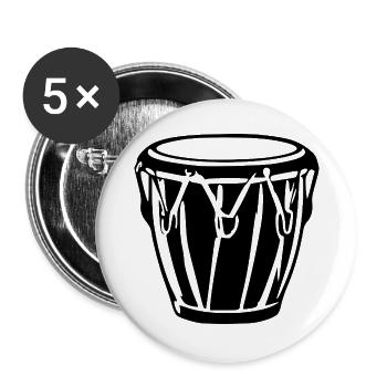 Bongo Trommel Geschenk Musiker - Buttons groß 56 mm (5er Pack) - Weiß - Vorne