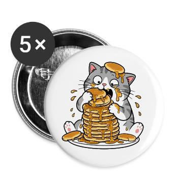 Dessin animé drôle du Chat aux Crêpes - Lot de 5 grands badges (56 mm) - blanc - Devant