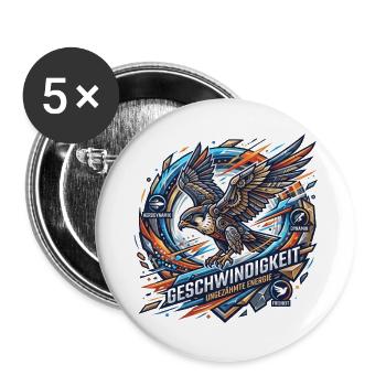 Geschwindigkeit – Ungezähmte Energie - Buttons groß 56 mm (5er Pack) - Weiß - Vorne