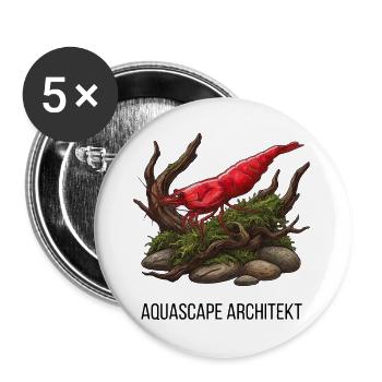 Aquascape Architekt - Red Sakura Garnele - Buttons groß 56 mm (5er Pack) - Weiß - Vorne